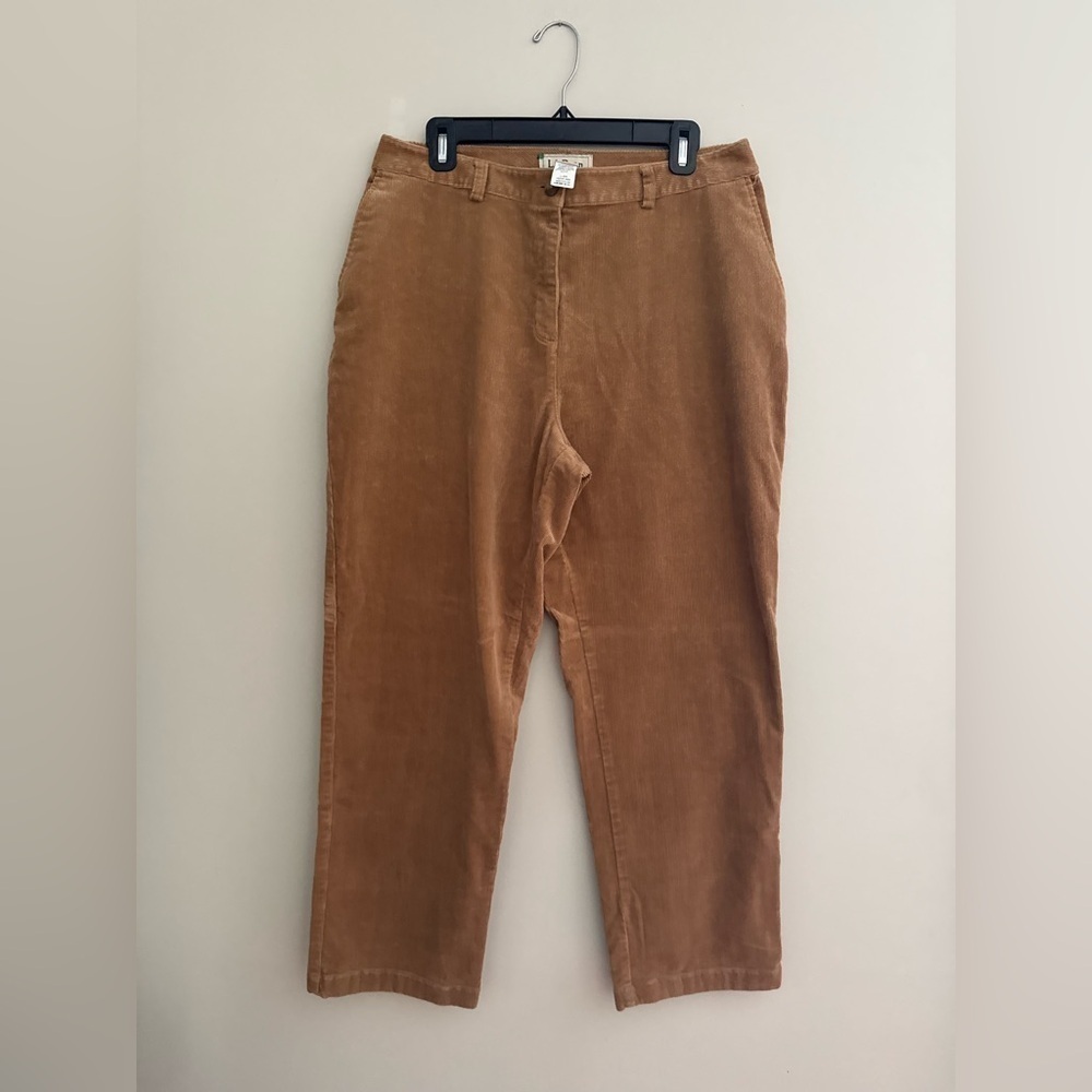 L.L. Bean Women’s classic curvy Corduroy Pants Brown Straight Leg size 14R